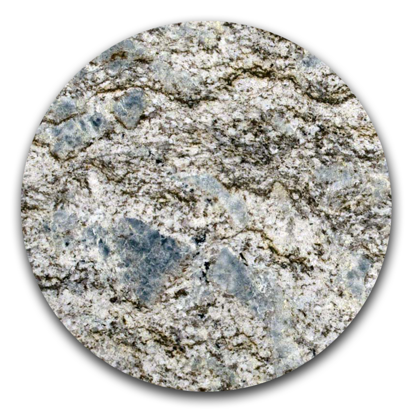 A close-up detailed view of blue flower granite.